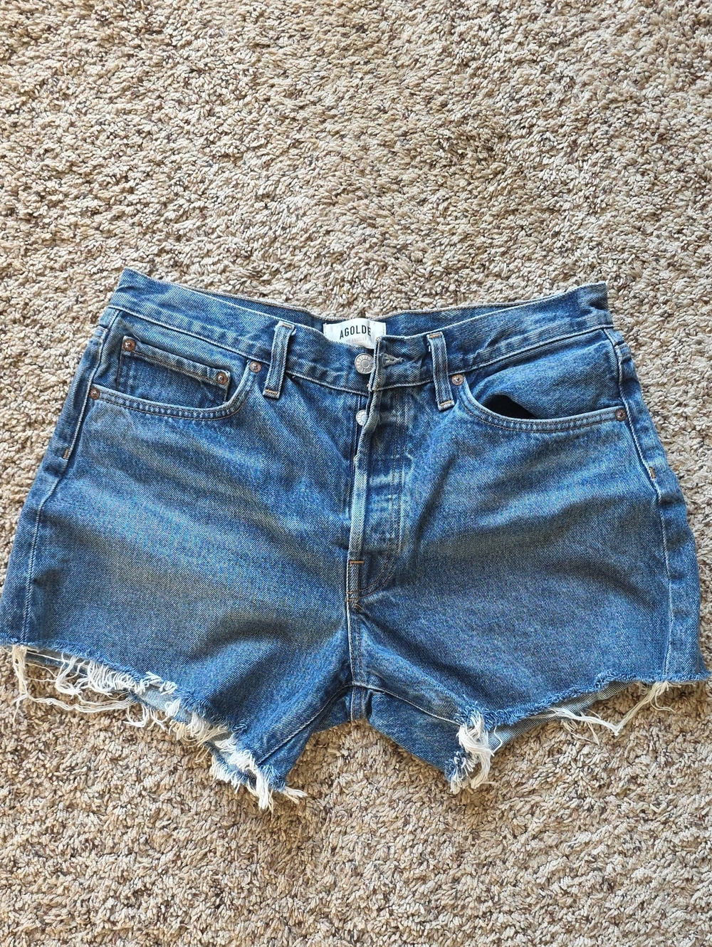 Agolde Vintage Blue High-Rise Cutoff Jean Shorts Size 29